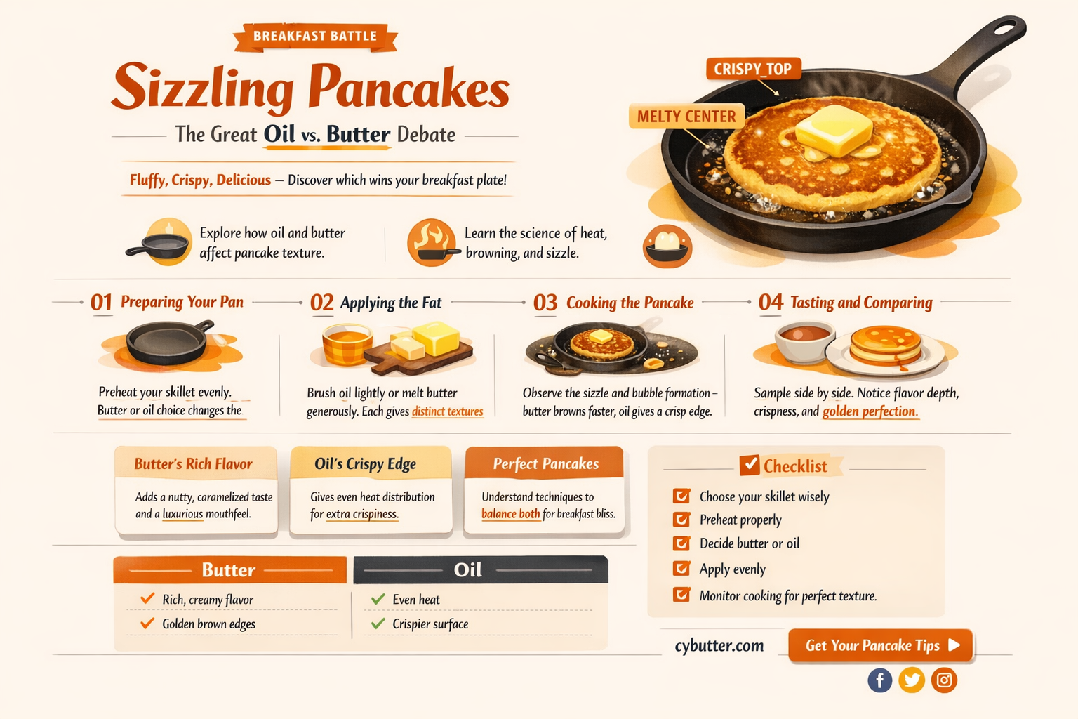 do you cook pancakes with oil or butter