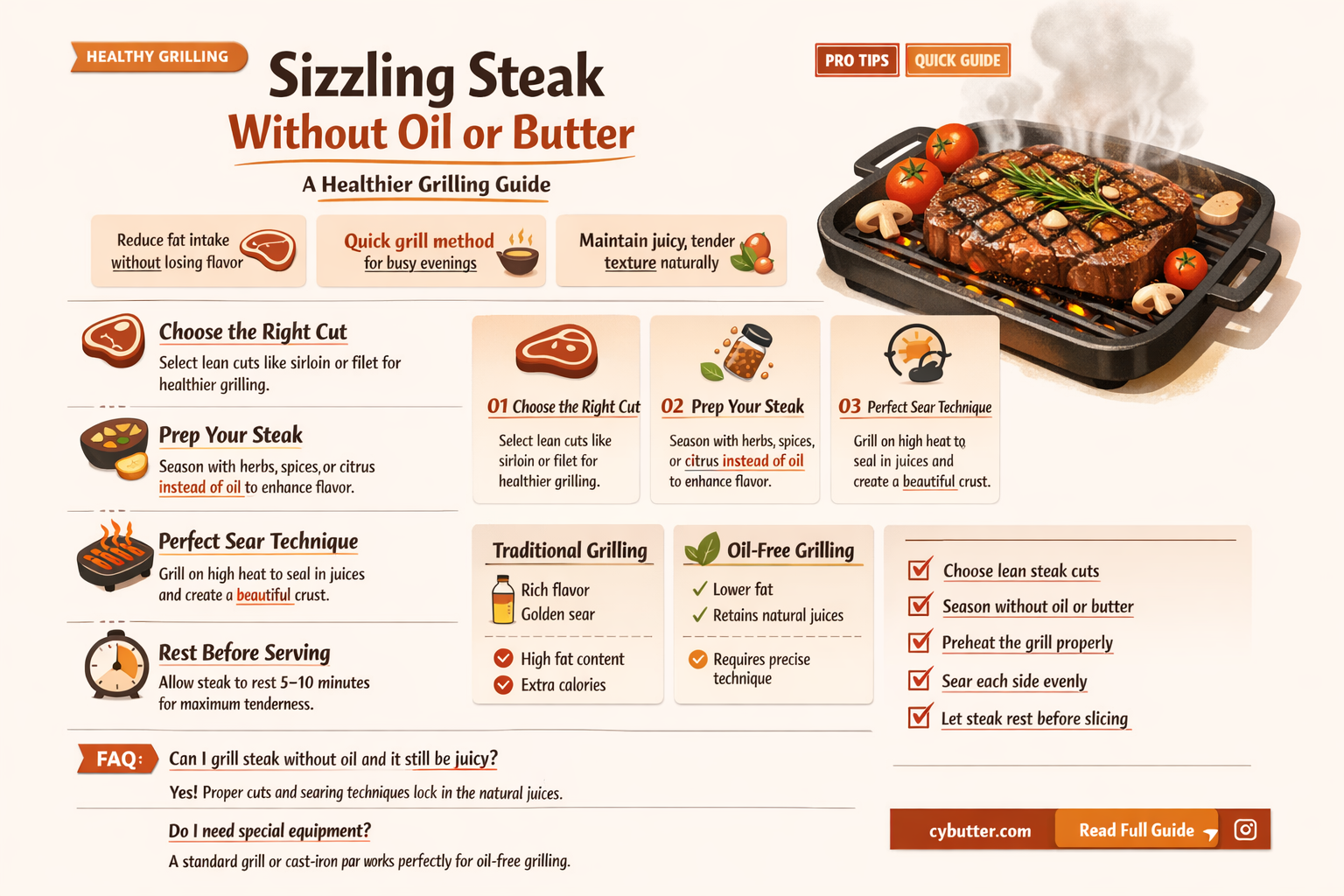 can i cook steak without oil or butter