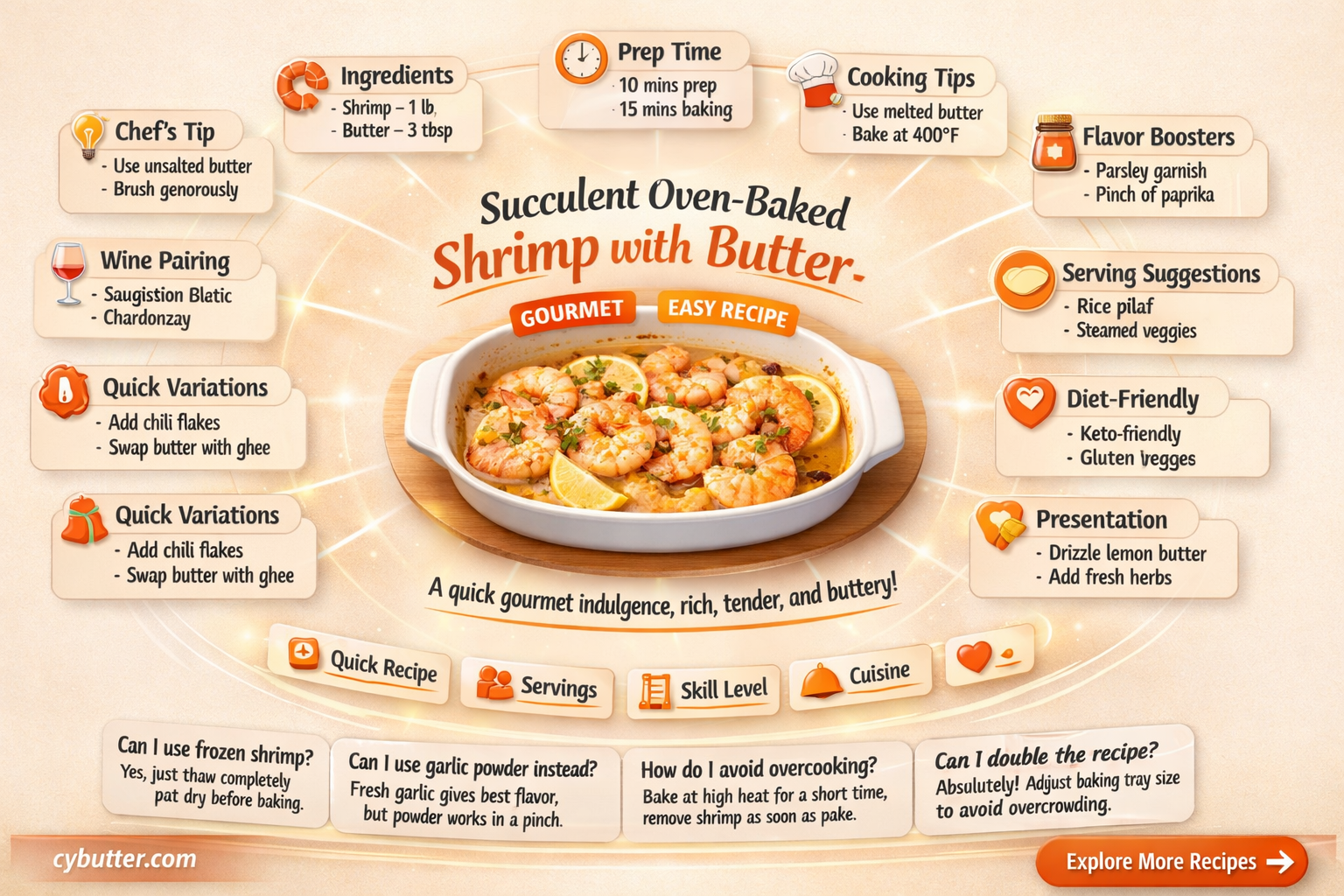 can cooked shrimp be baked in oven with butter