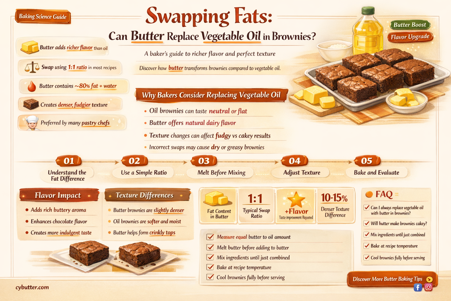 can you use butter instead of vegetable oil in brownies