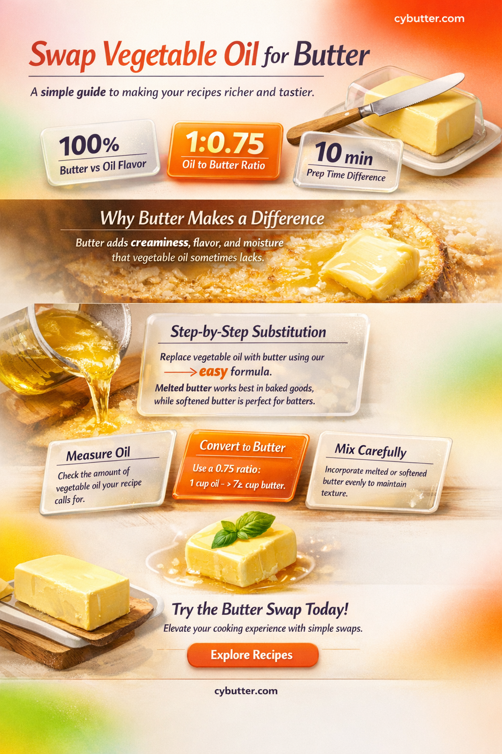can i replace vegetable oil with butter in a recipe