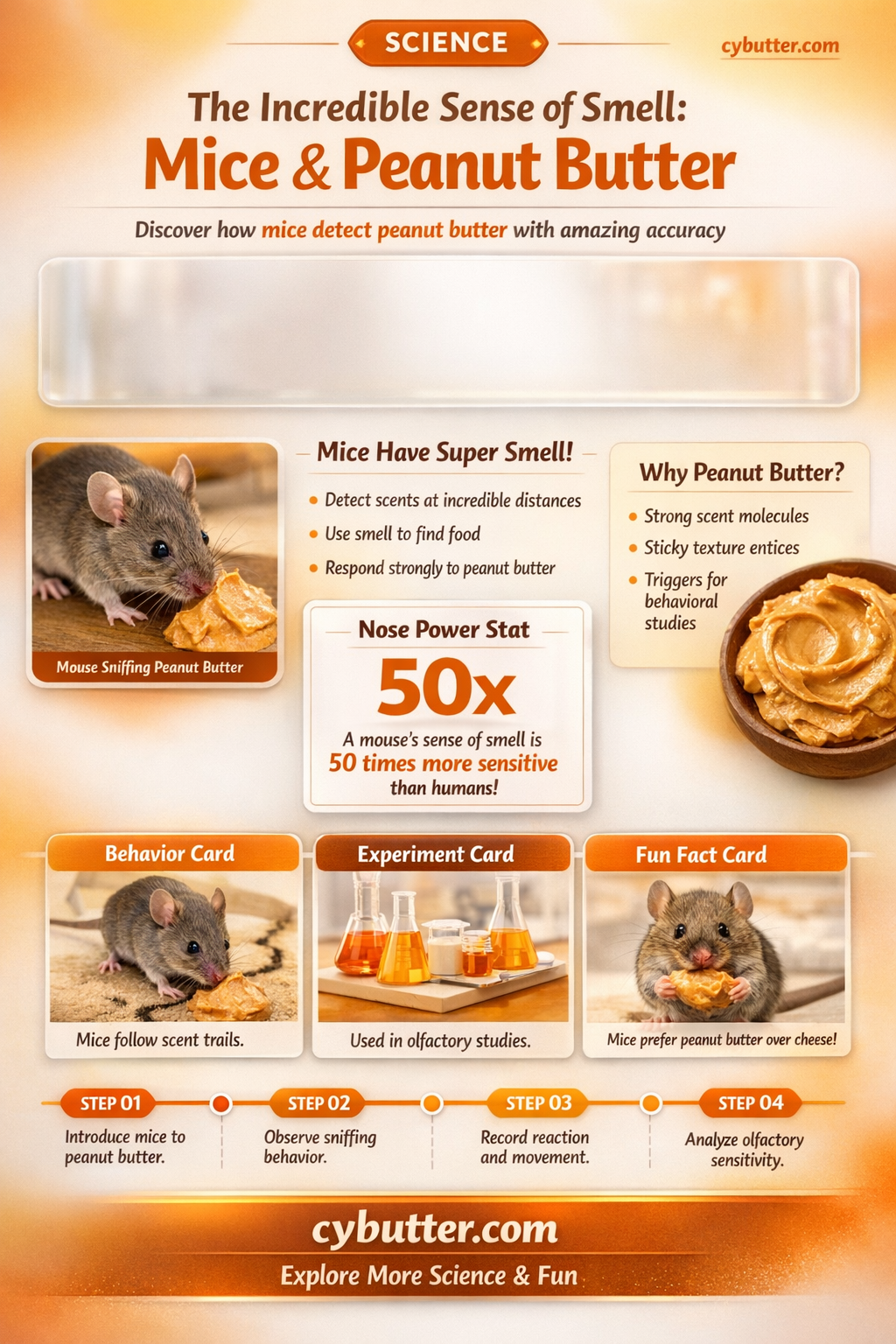 how far can mice smell peanut butter