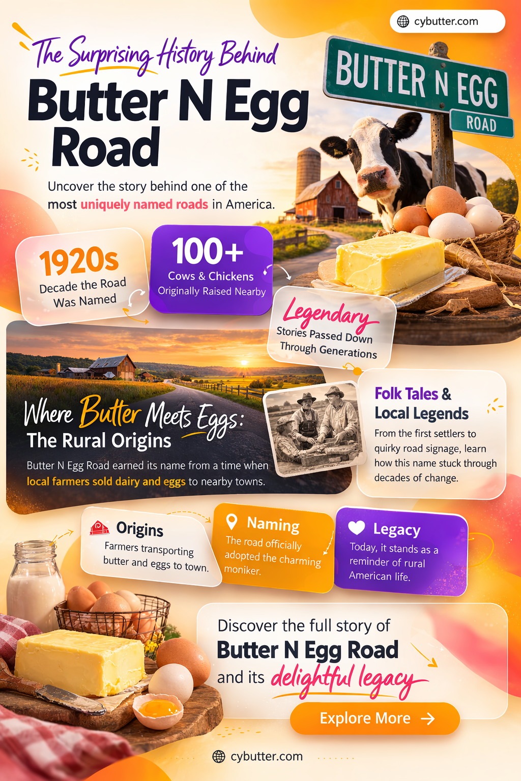 how did butter n egg road get its name