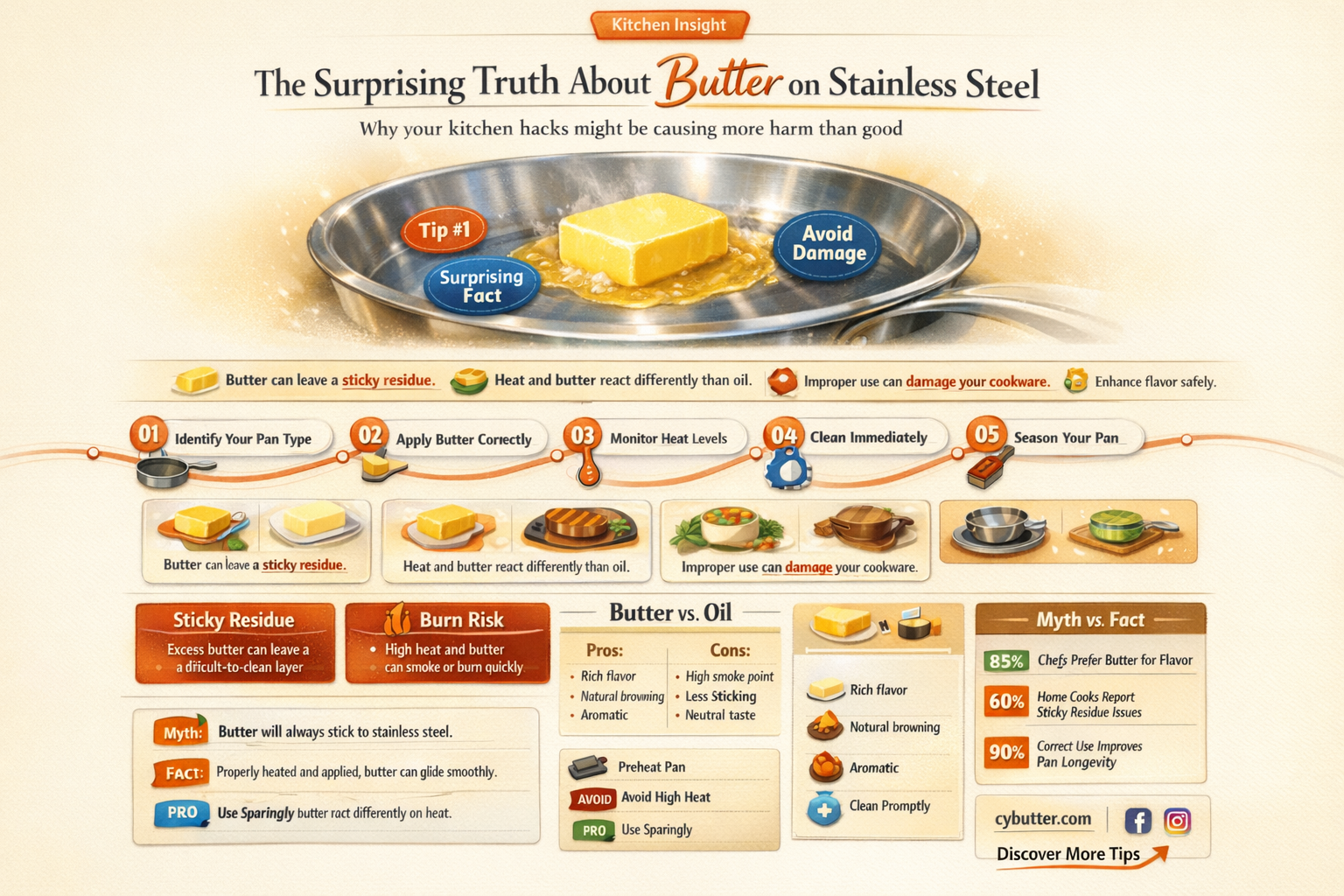 can you use butter on stainless steel