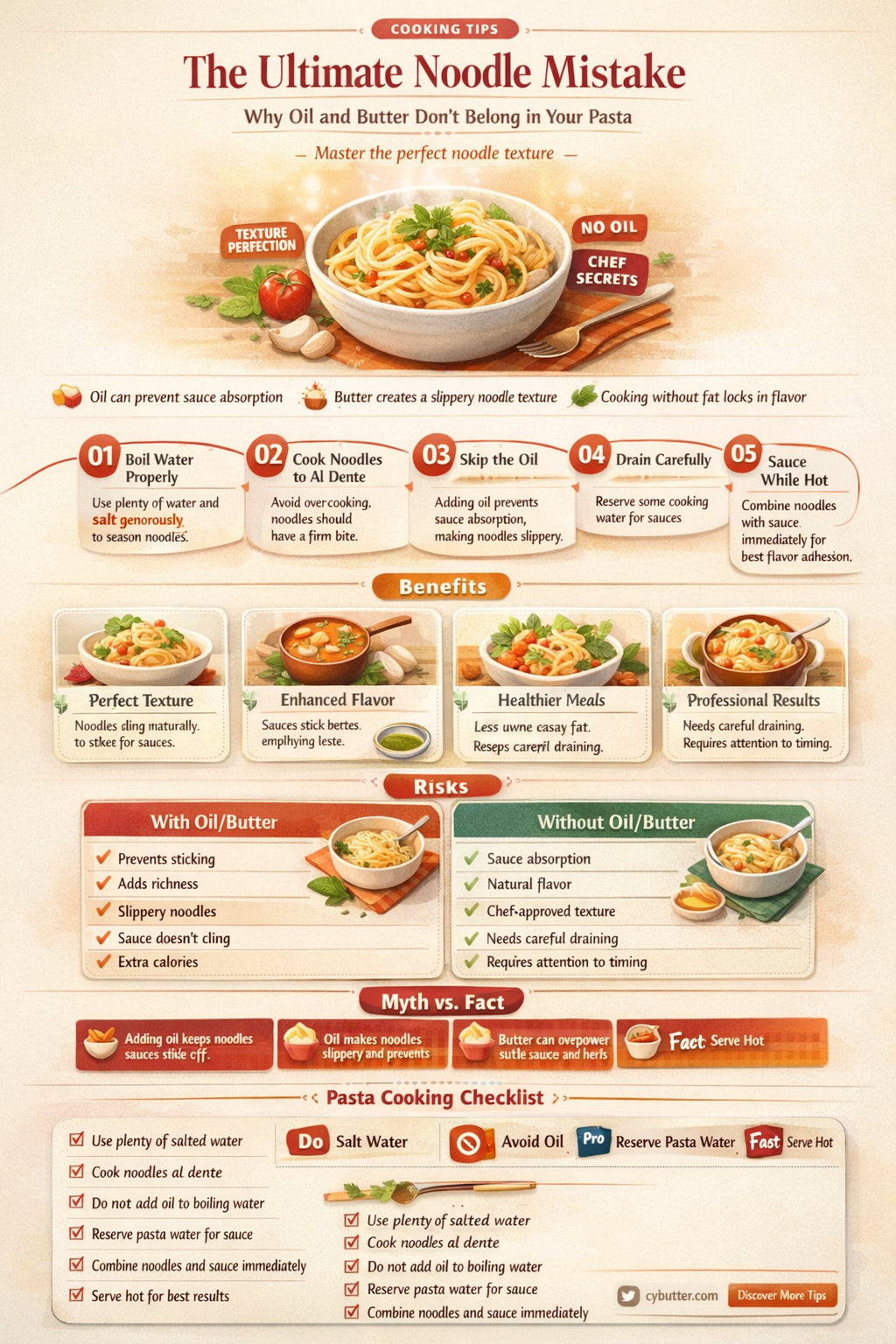 do not put oil or butter in noodles