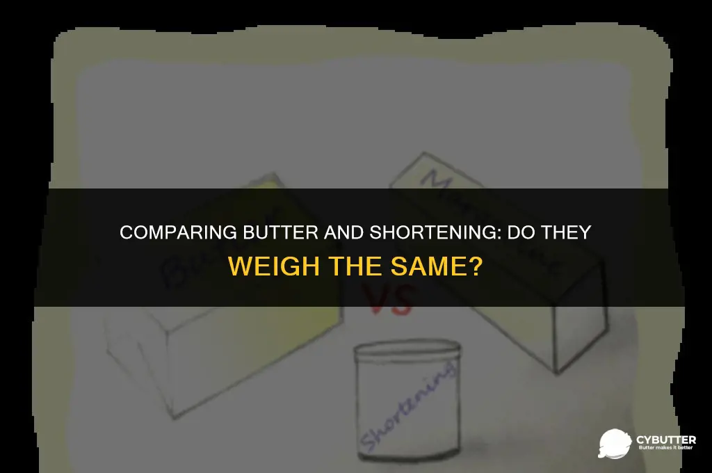 do butter abd shoetening weight the same