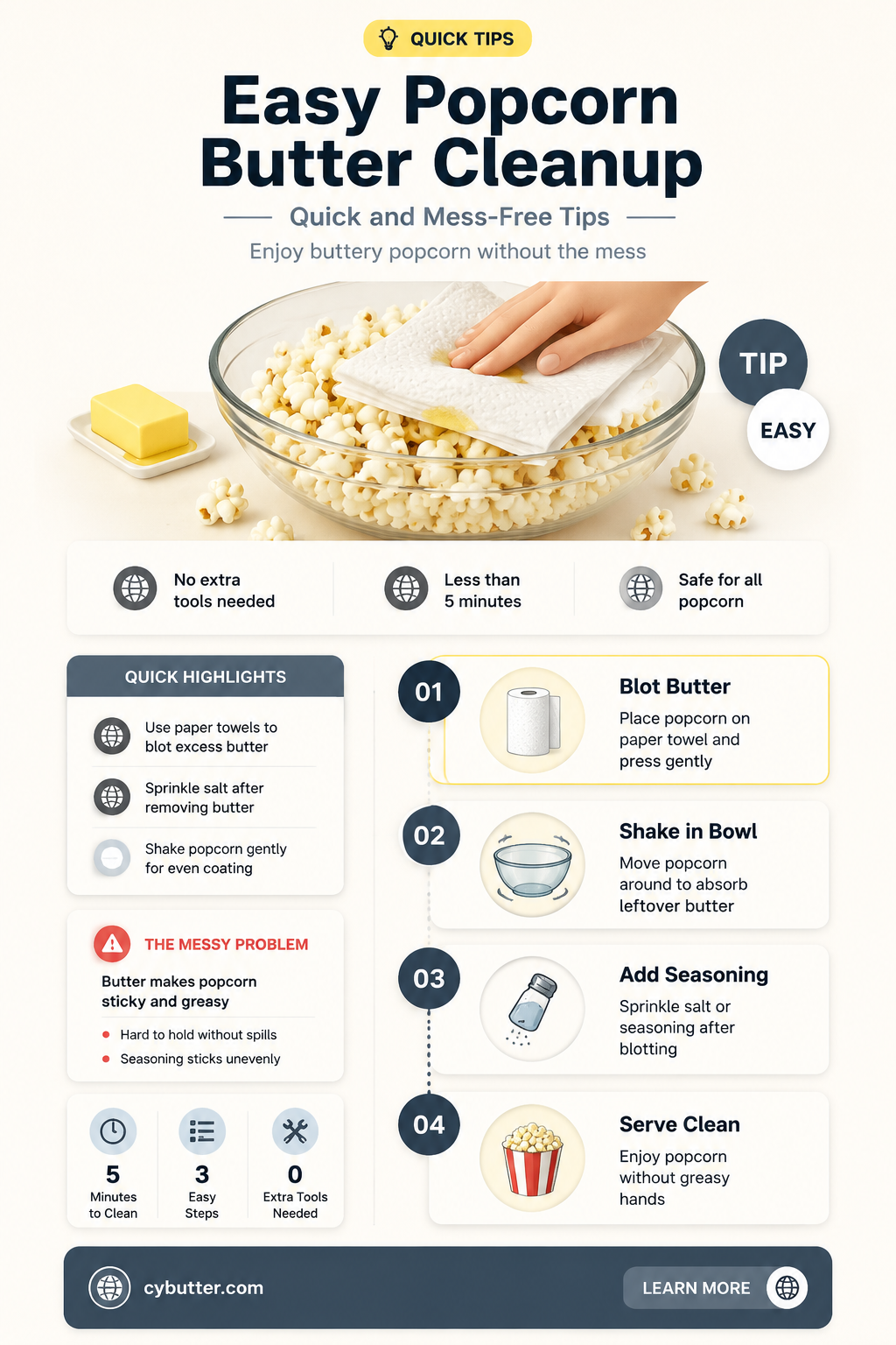 how to get butter off popcorn