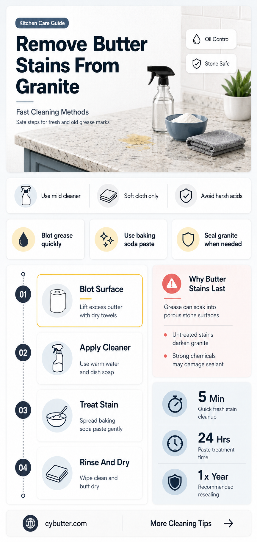 how to get a butter stain out of granite