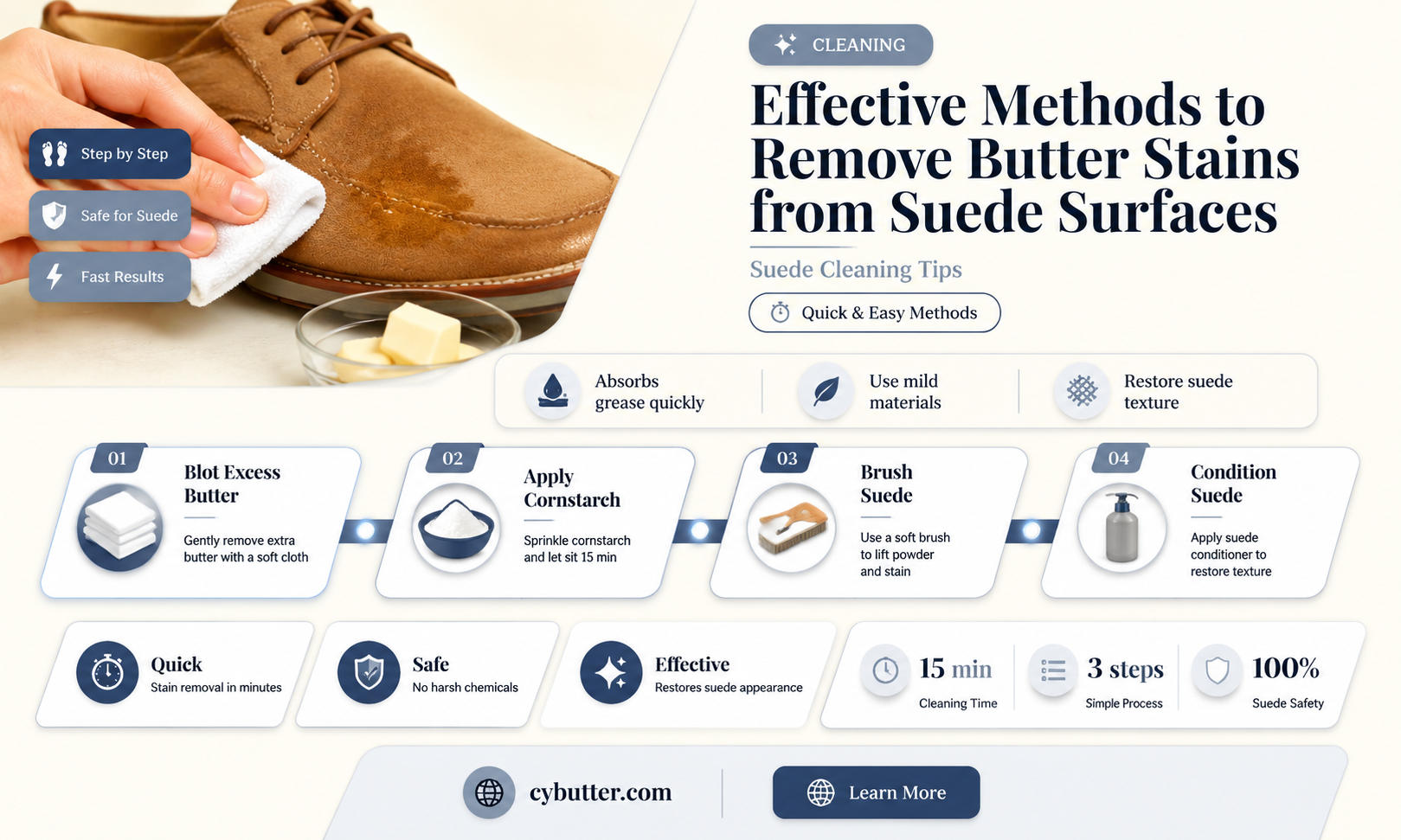 how to get butter out of suede