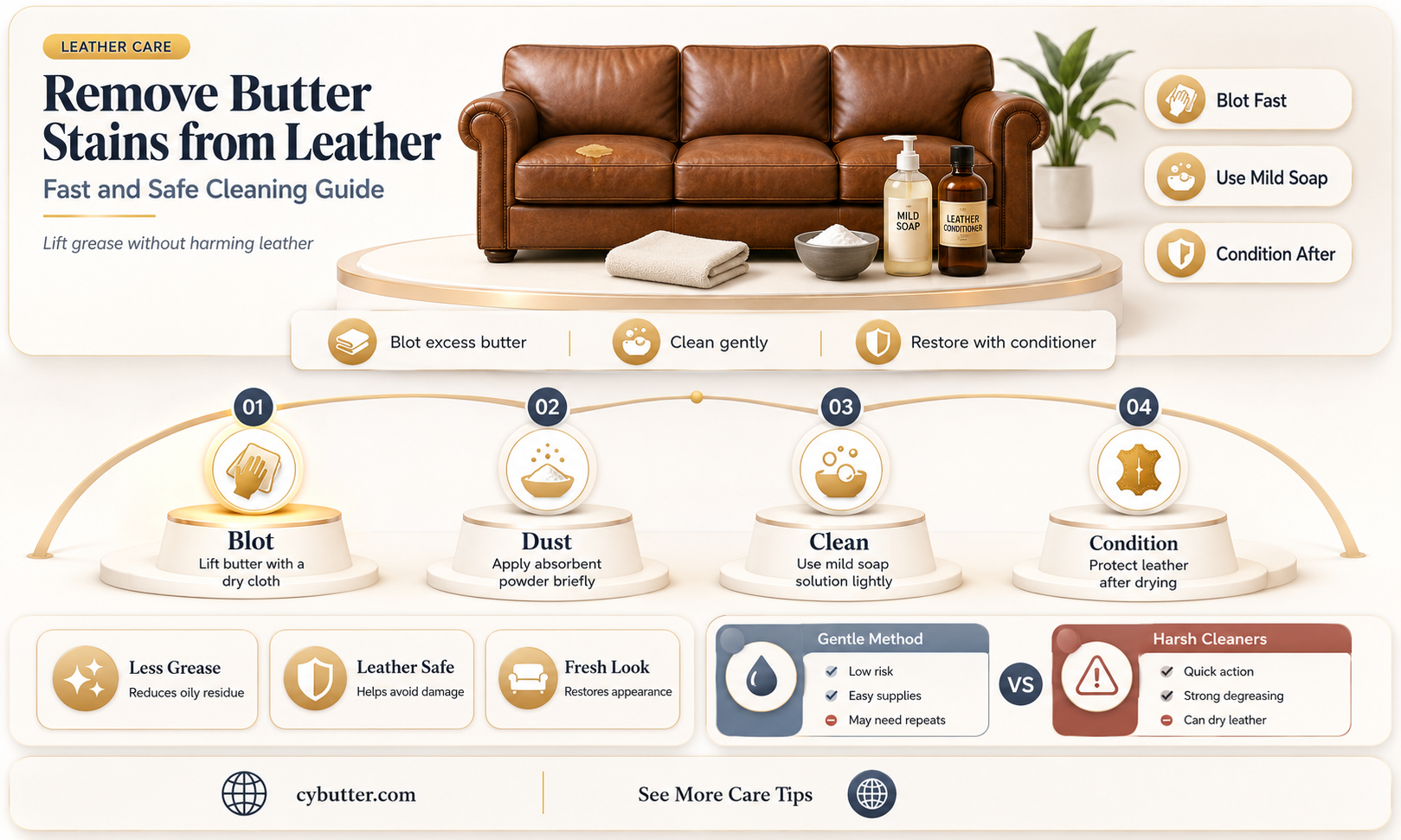 how to get butter out of leather couch