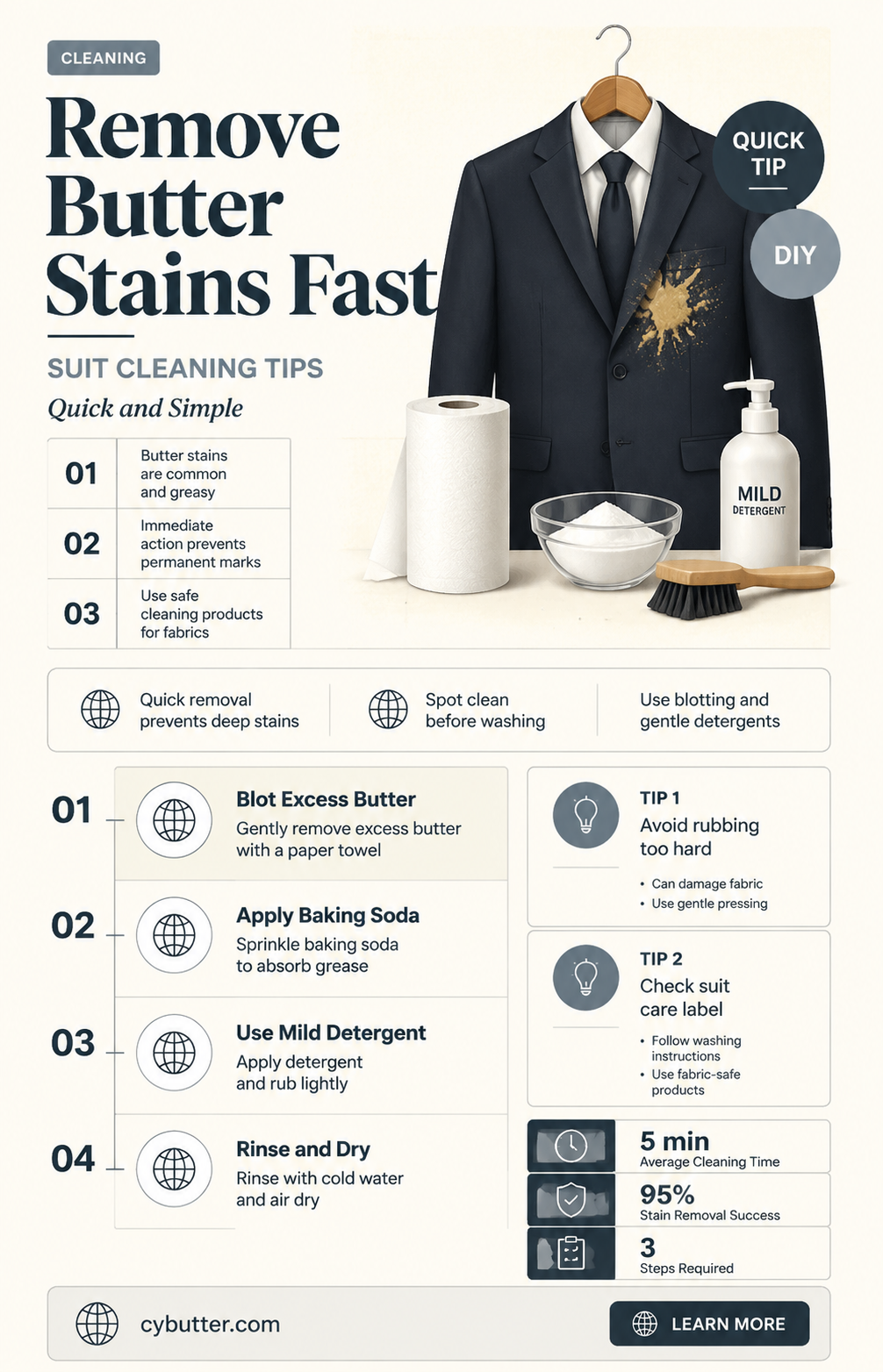 how to get butter out suit