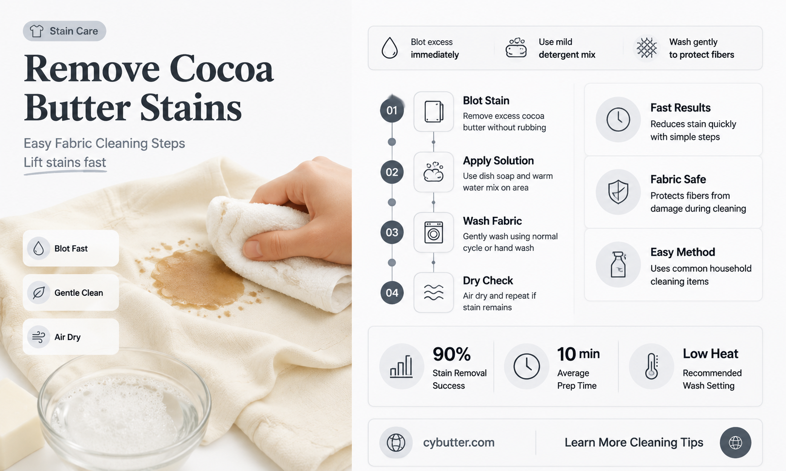 how to get cocoa butter out of fabric