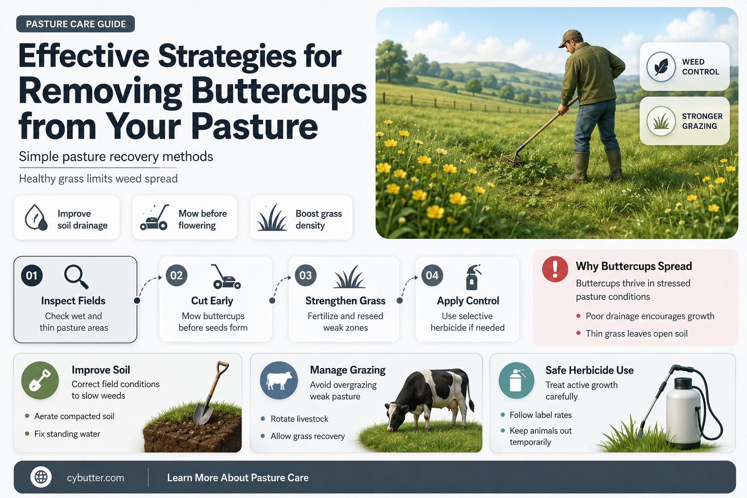 how to get butter cups out of pasture