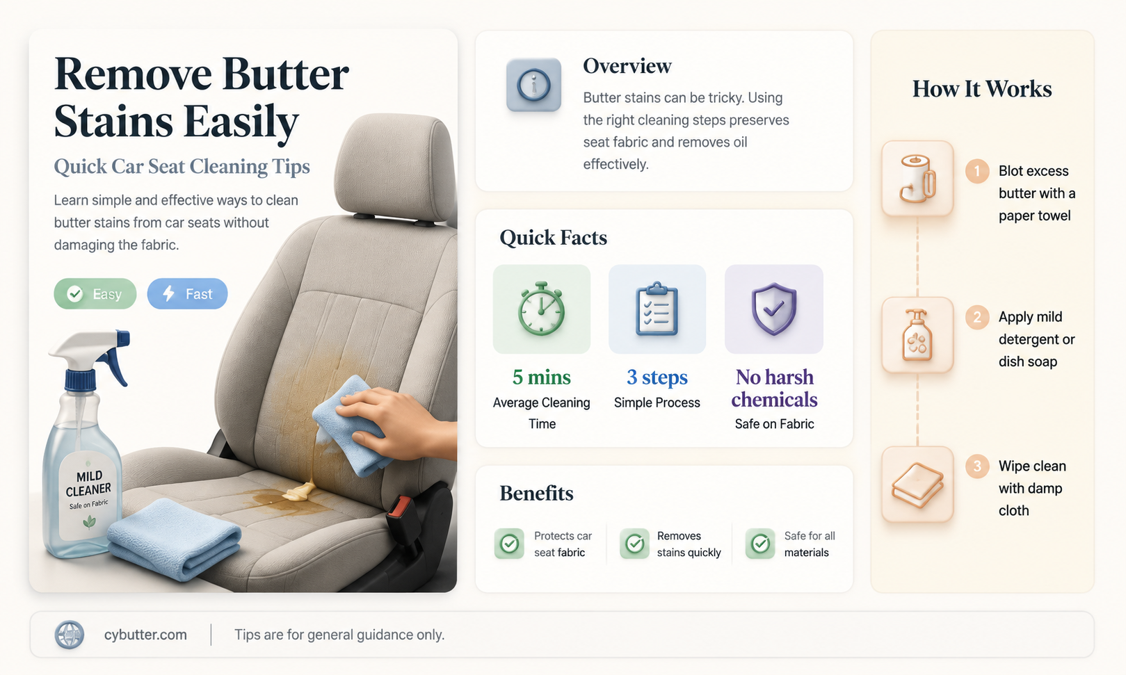 how to get butter out car seats