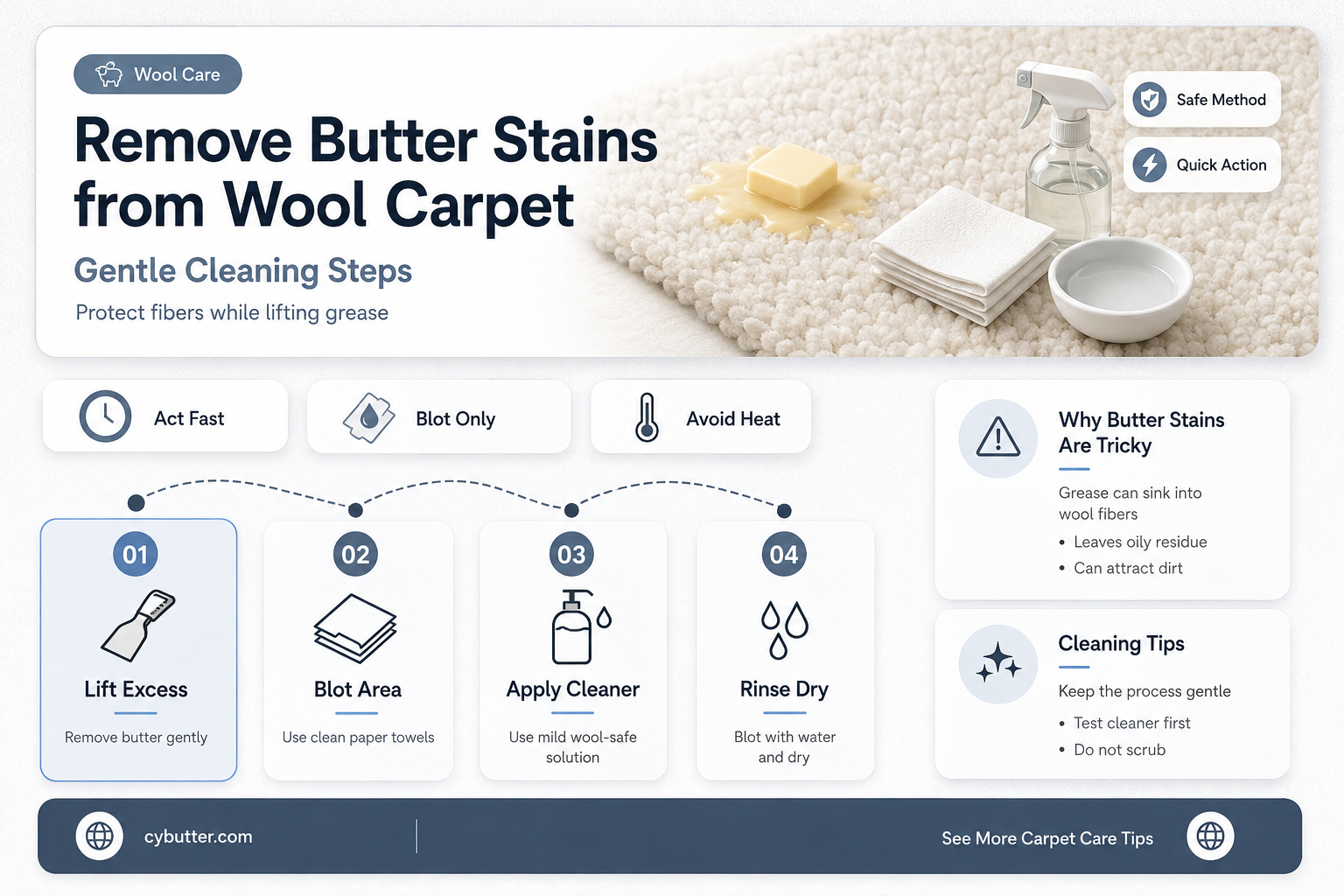how to get butter out of wool carpet
