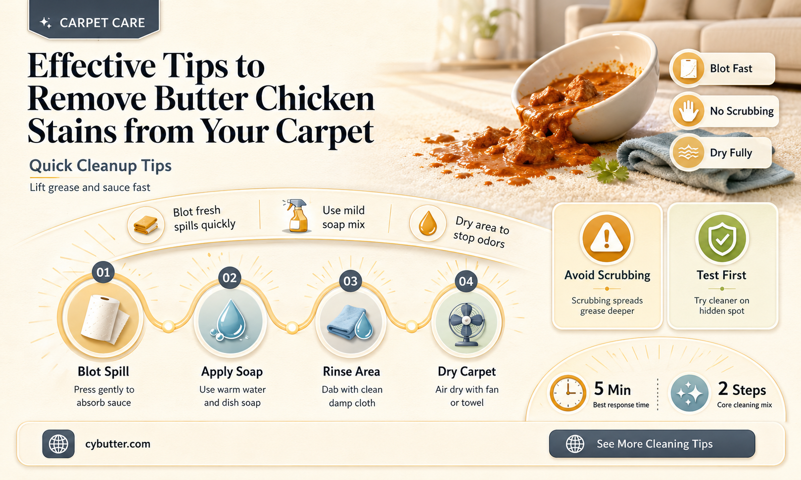 how to get butter chicken out of carpet