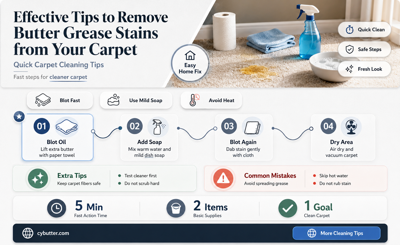 how to get butter grease out of carpet