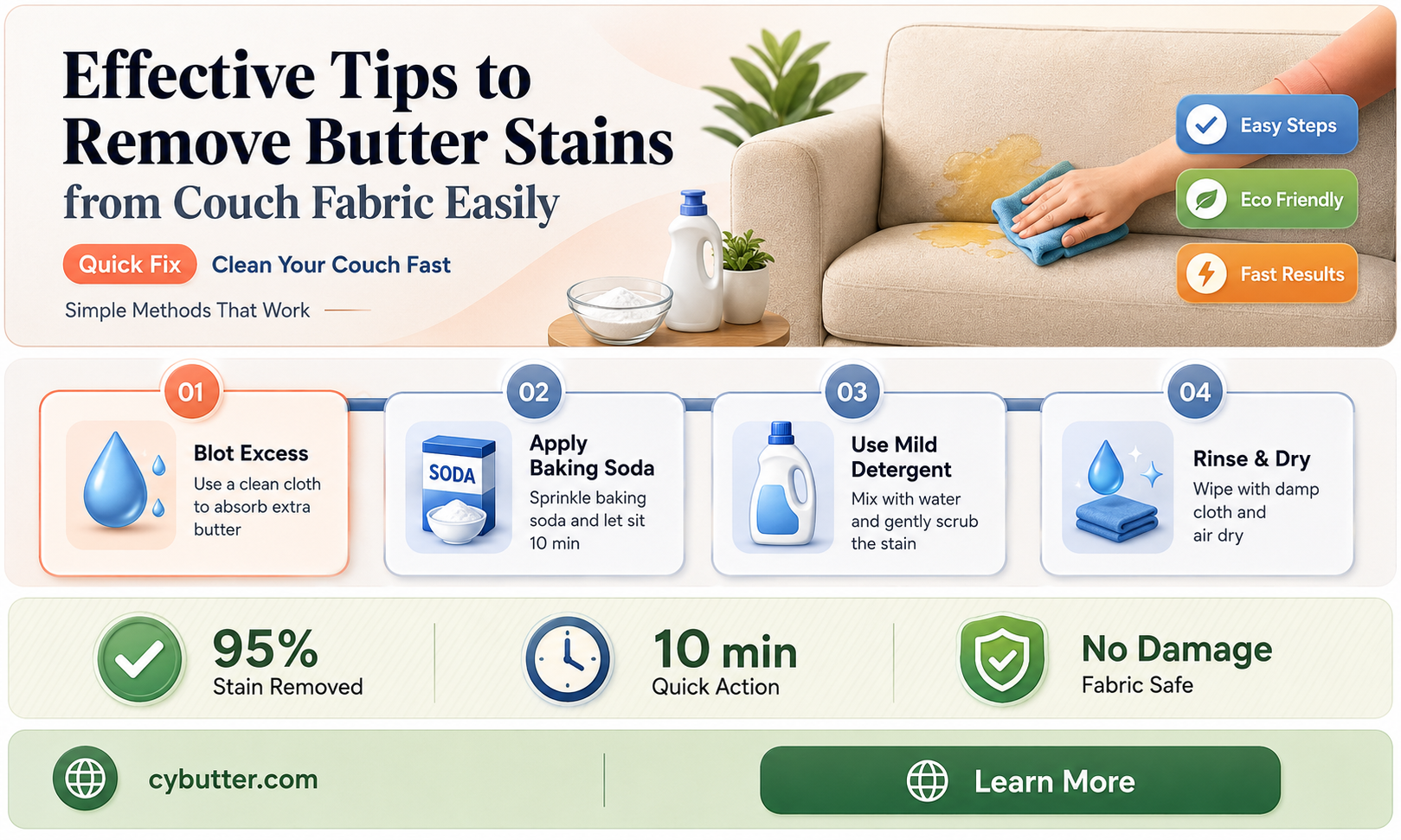 how to get butter out of couch fabric