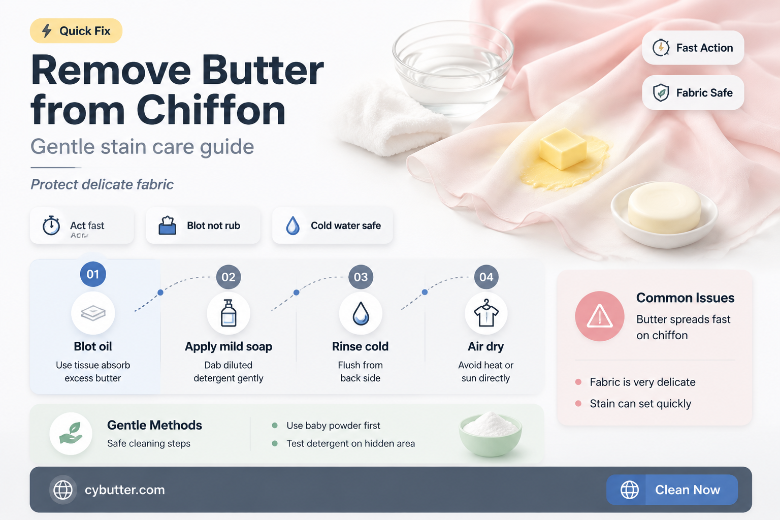 how to get butter stains out of chiffon