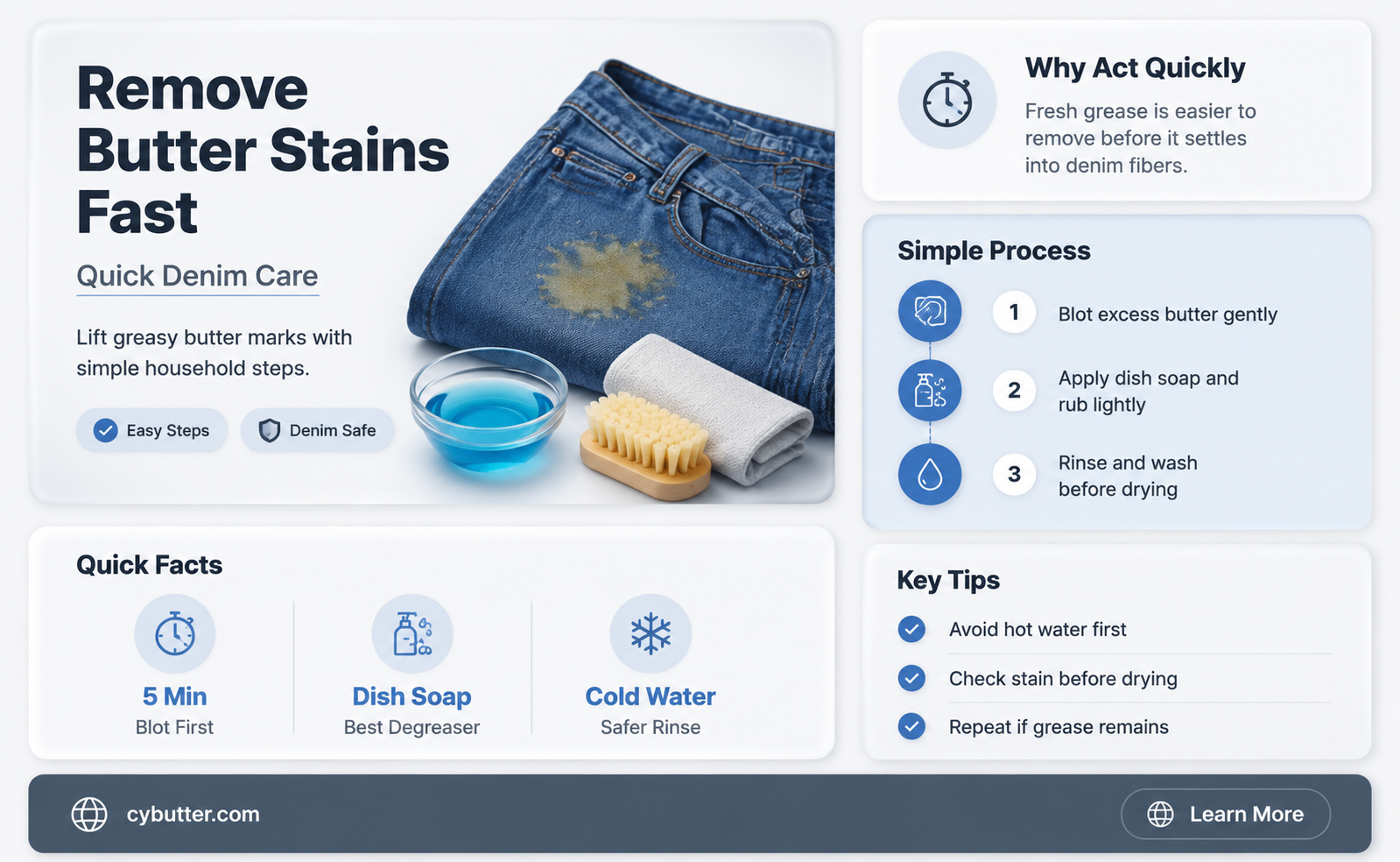 how to get butter out of denim