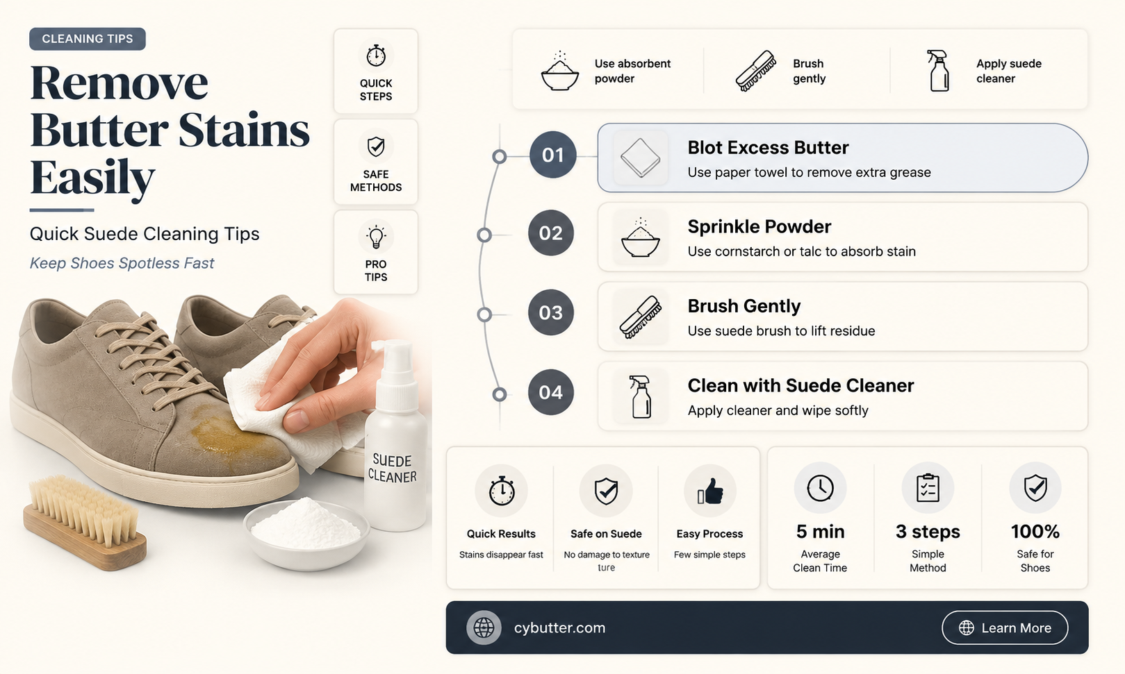 how to get butter out of sude shoes