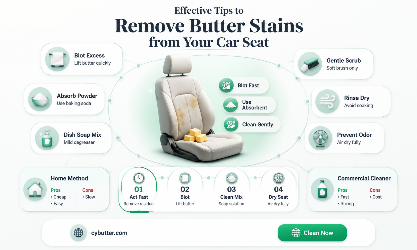 how to get butter stain out of car seat