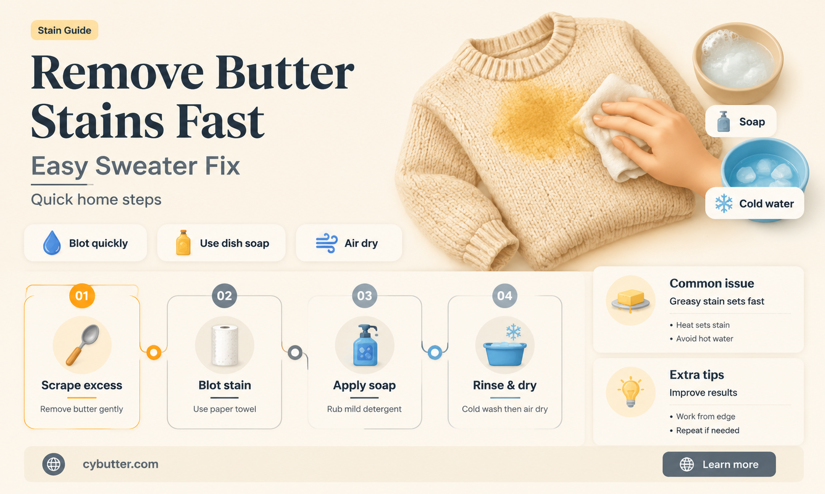 how to get butter out of a sweater