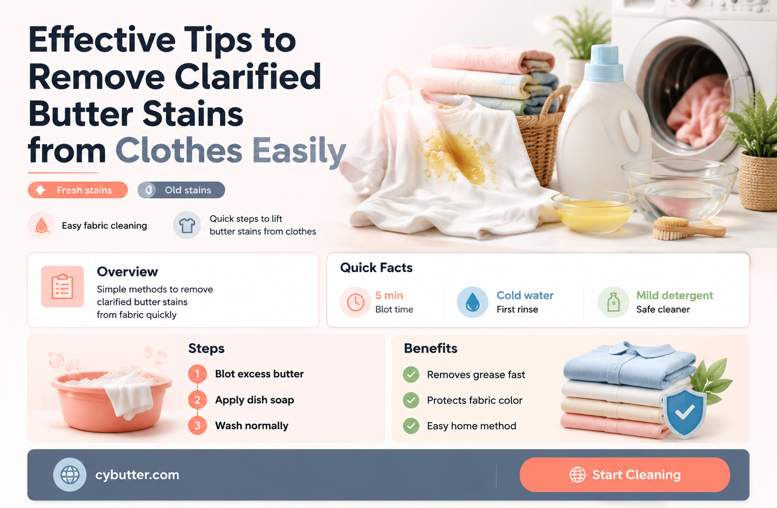 how to get clarified butter out of clothes