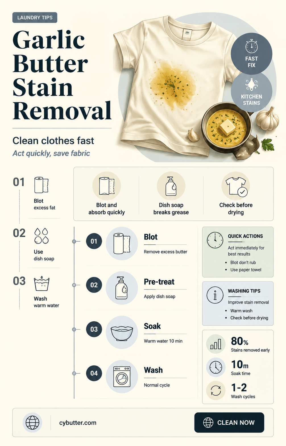 how to get garlic butter stain out of clothes