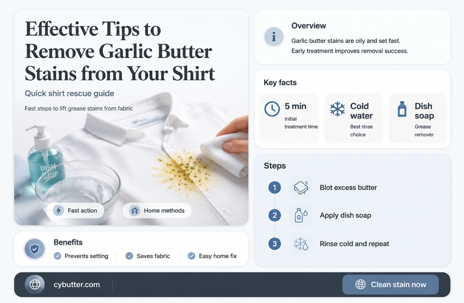 how to get garlic butter out of a shirt