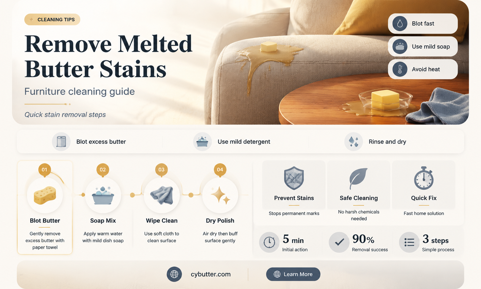 how to get melted butter out of furniture