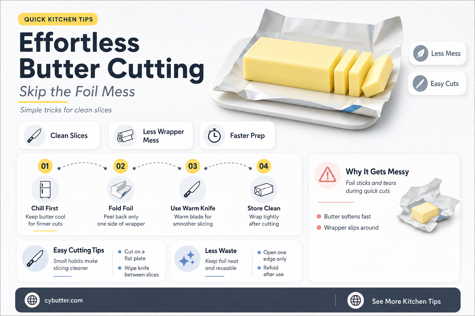 how to cut butter with out getting foil on it