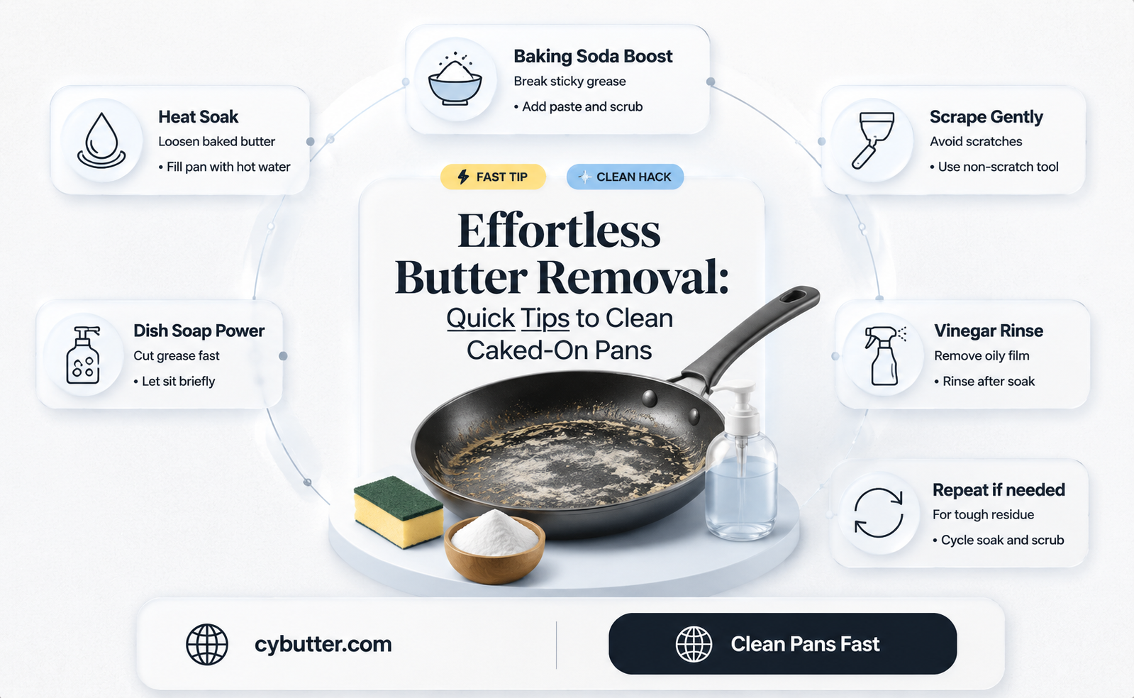 how to get caked on butter off pan