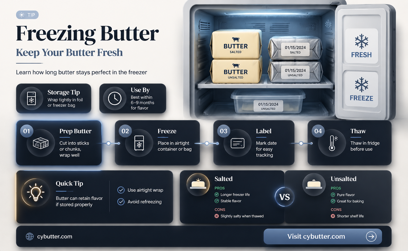 how long is butter good in the freezer
