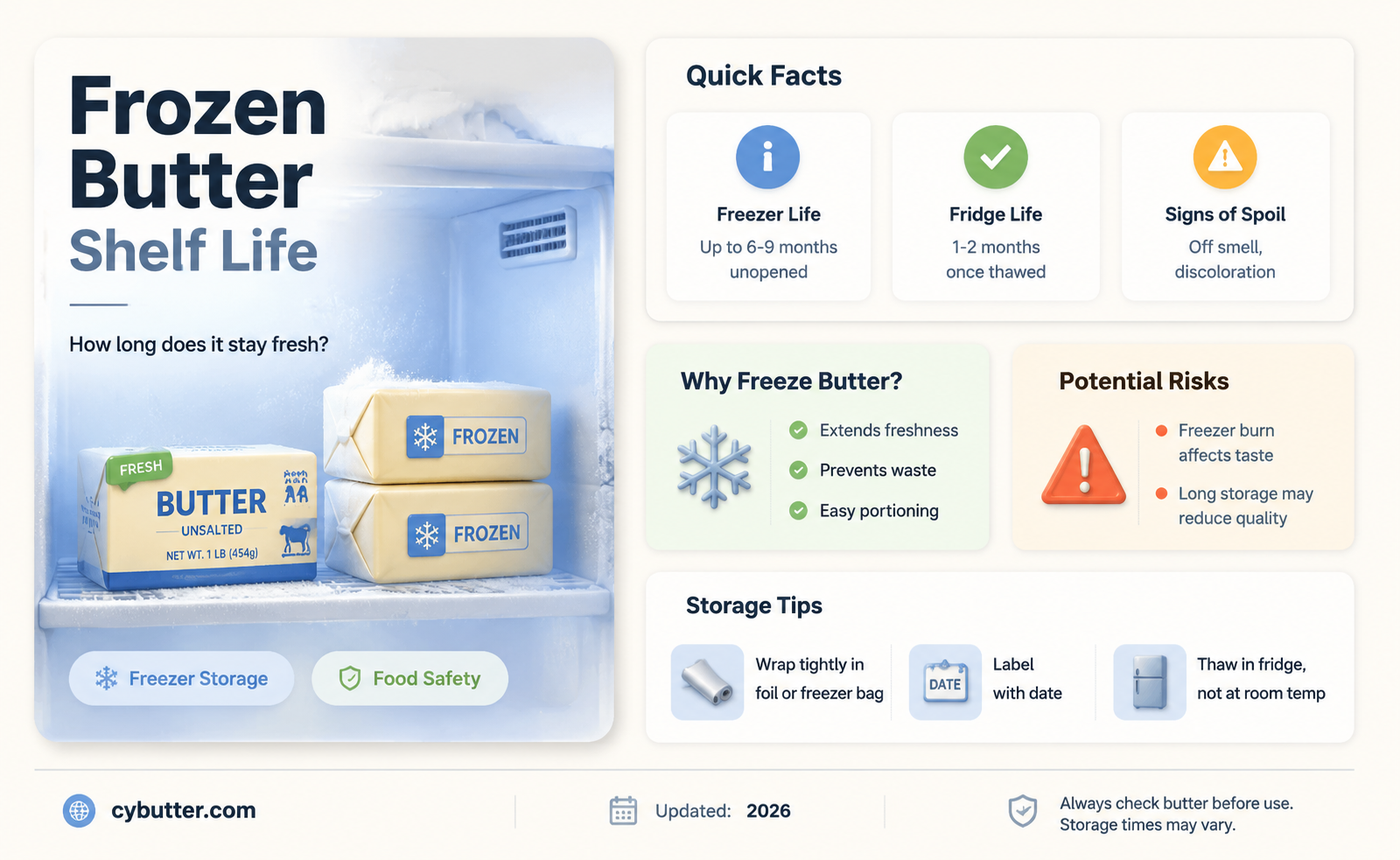 how long is frozen butter good for