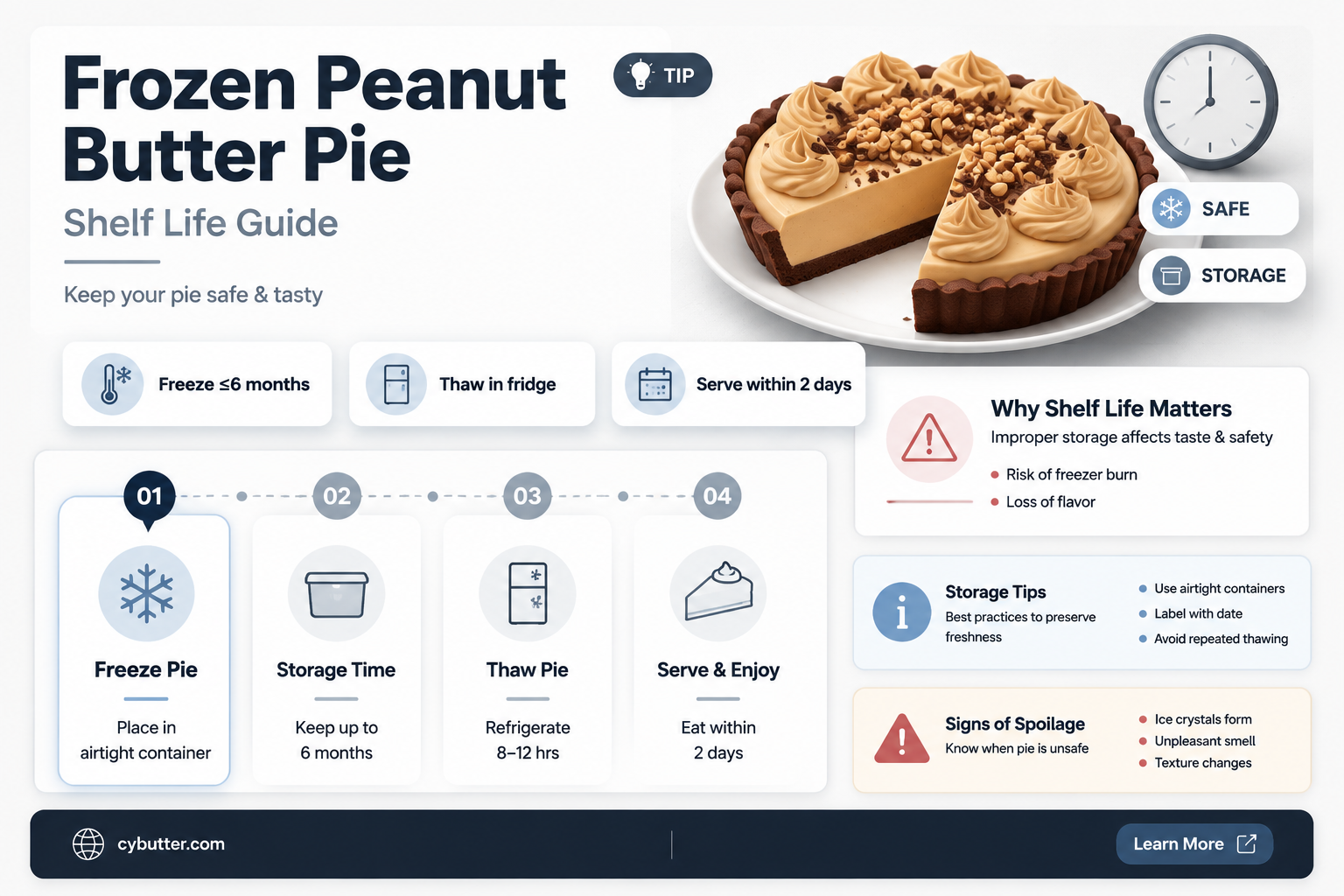 how long is frozen peanut butter pie good for