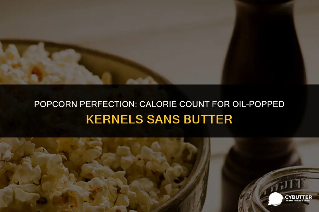 how many calories in oil popped popcorn without butter