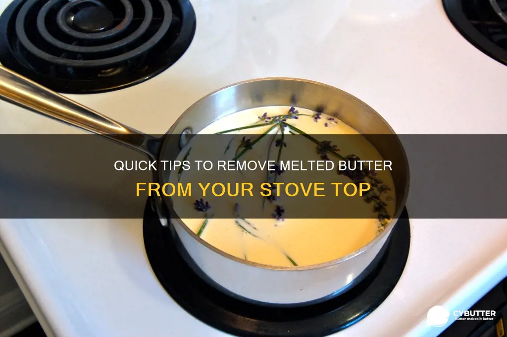 how to get melted butter off stove top