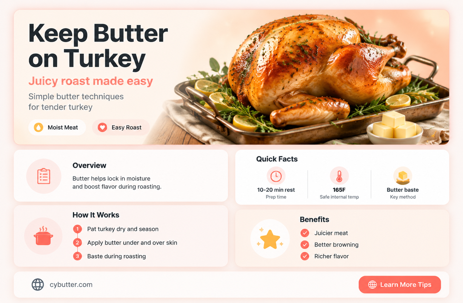 how to get butter to stay on turkey