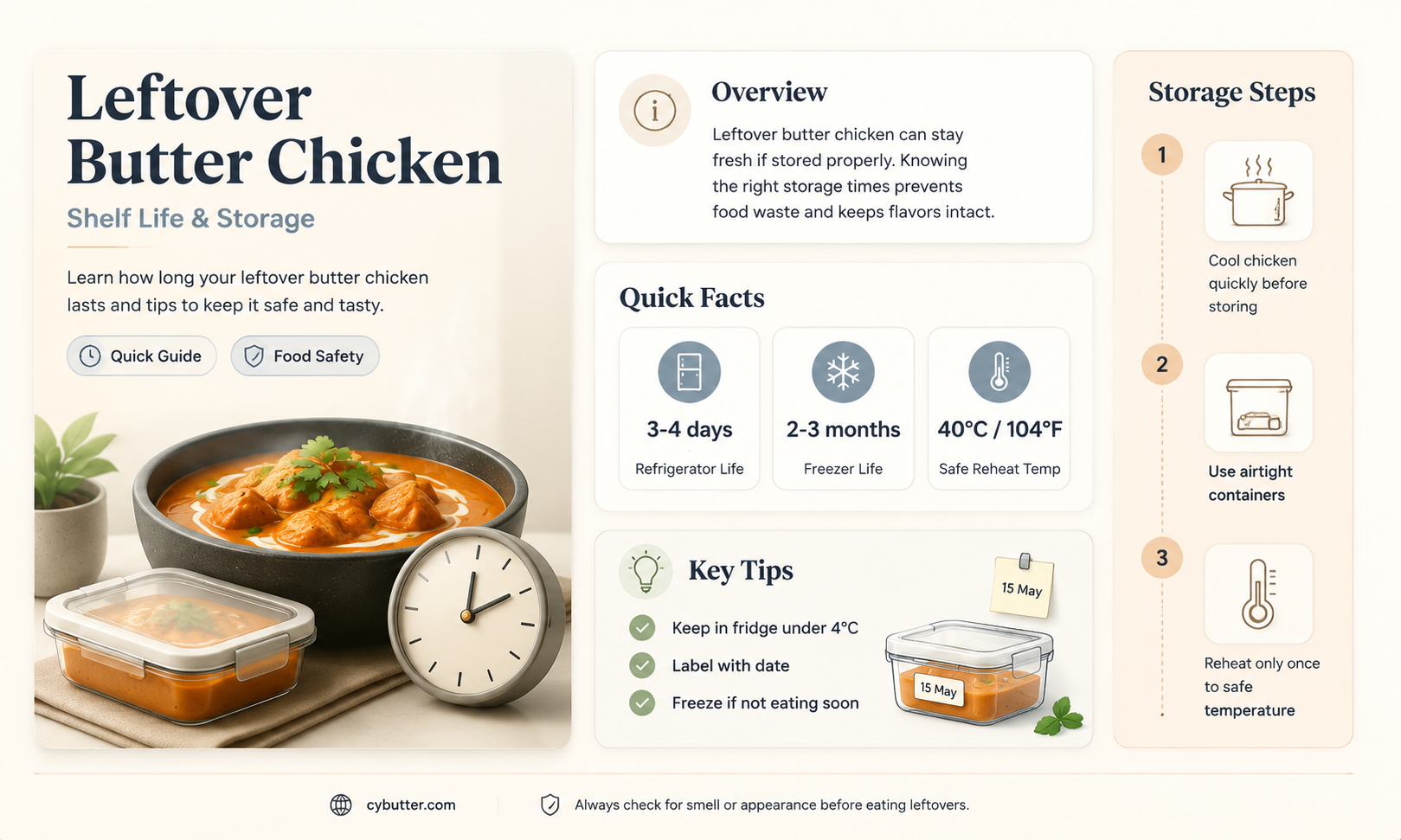 how long is leftover butter chicken good for
