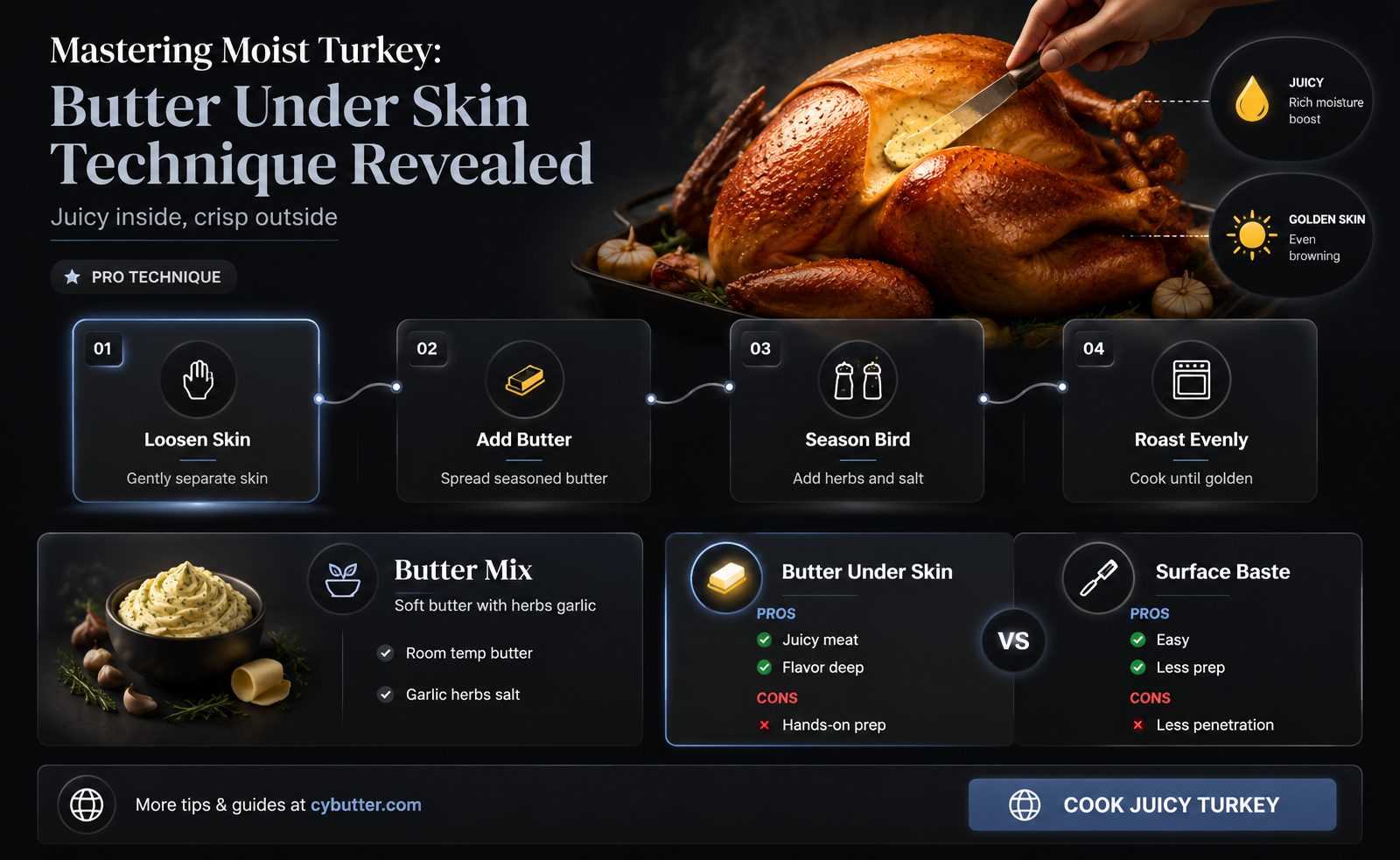 how to get butter under turkey skin