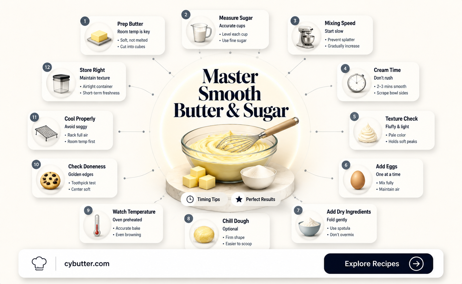 how long for sugar and butter to get smooth
