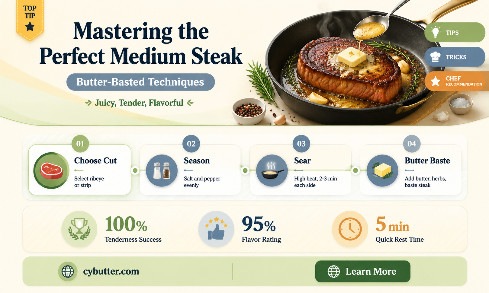 how to cook a good medium steak with butter
