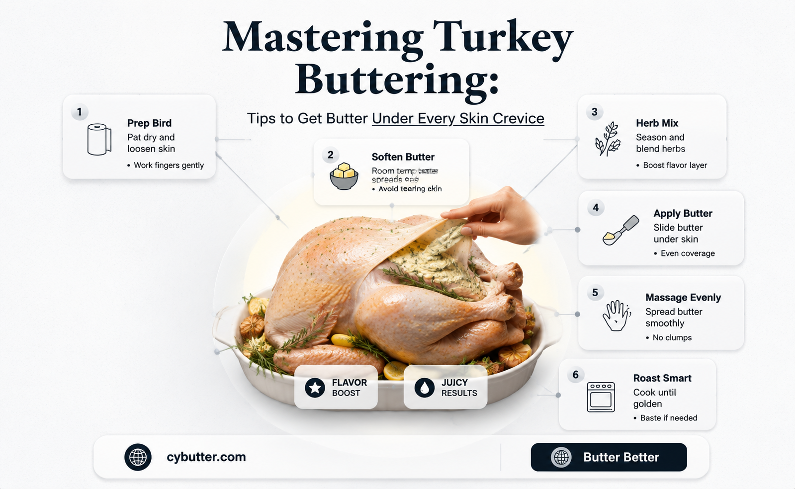 how to get butter under all the skin on turkey