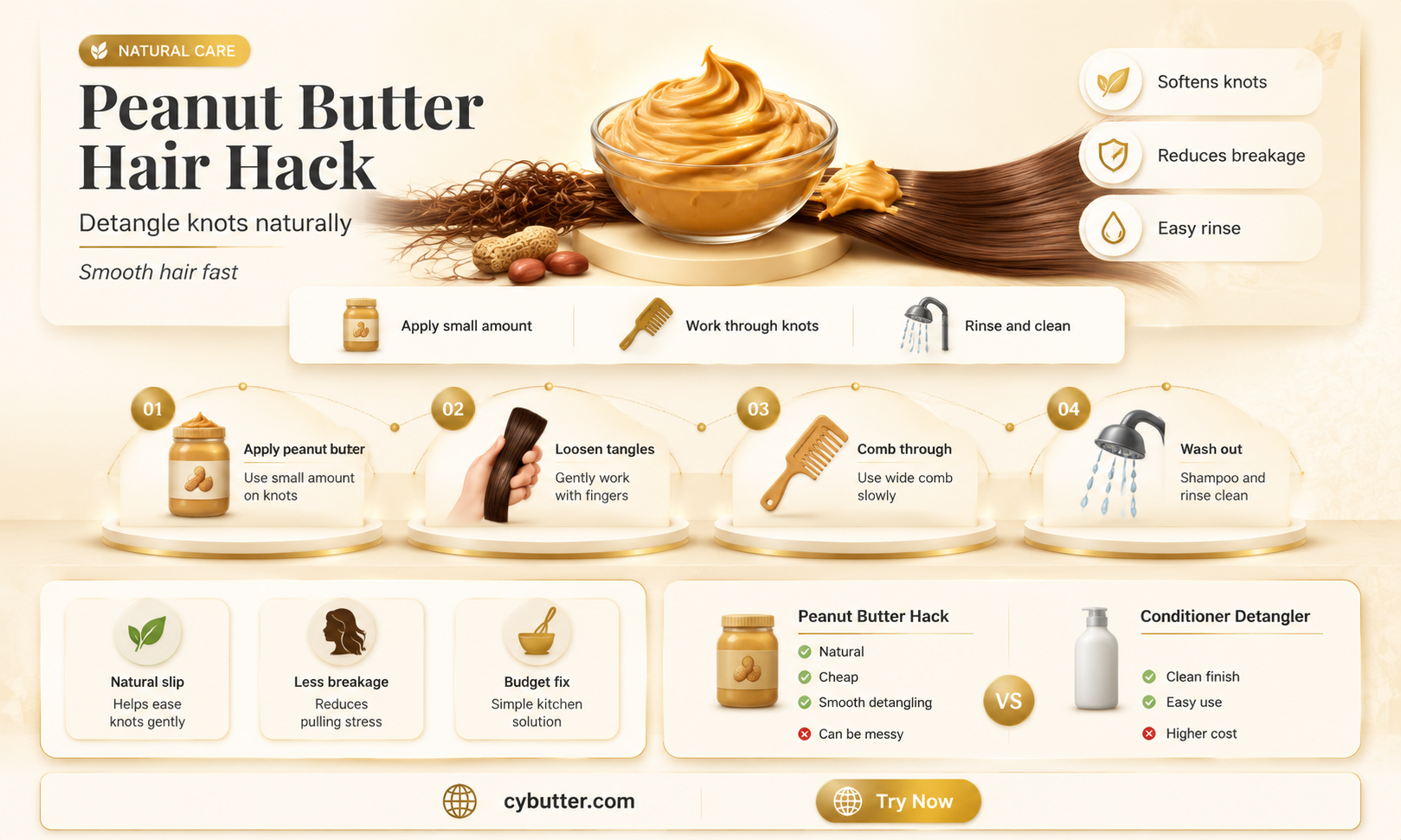 how to get knots out of hair with peanut butter