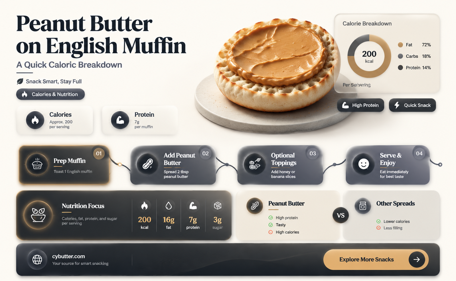 how many calories in an english muffin with peanut butter