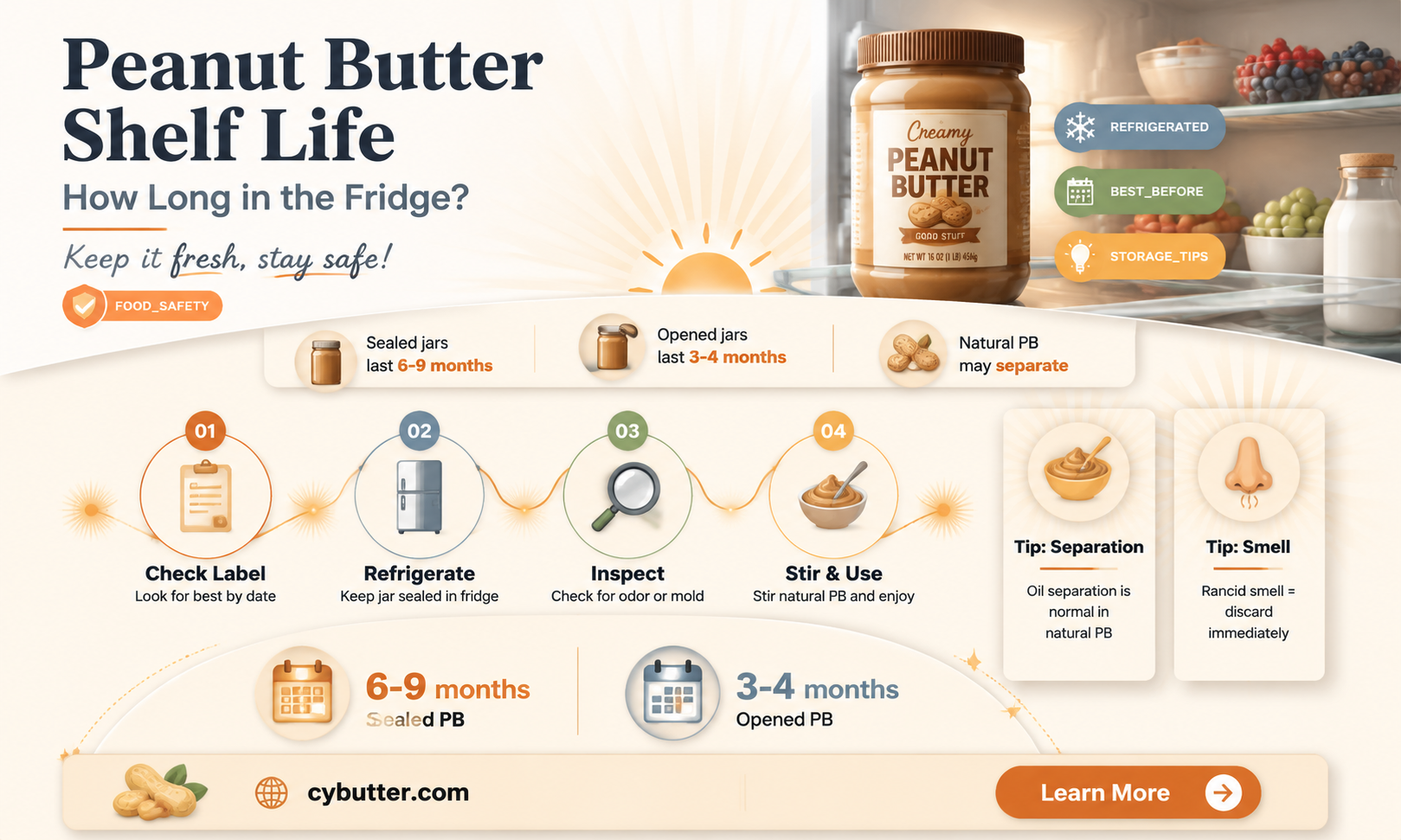 how long is peanut butter good for in the fridge