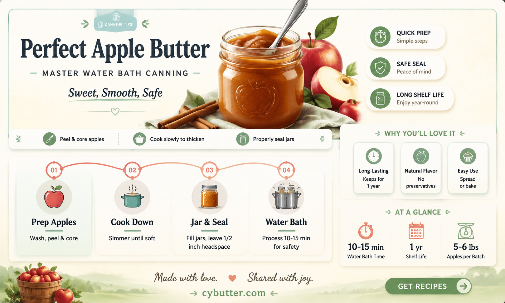 how long to water bath can apple butter