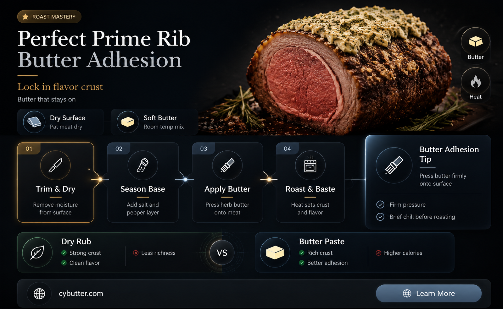 how to get butter to stick to prime rib