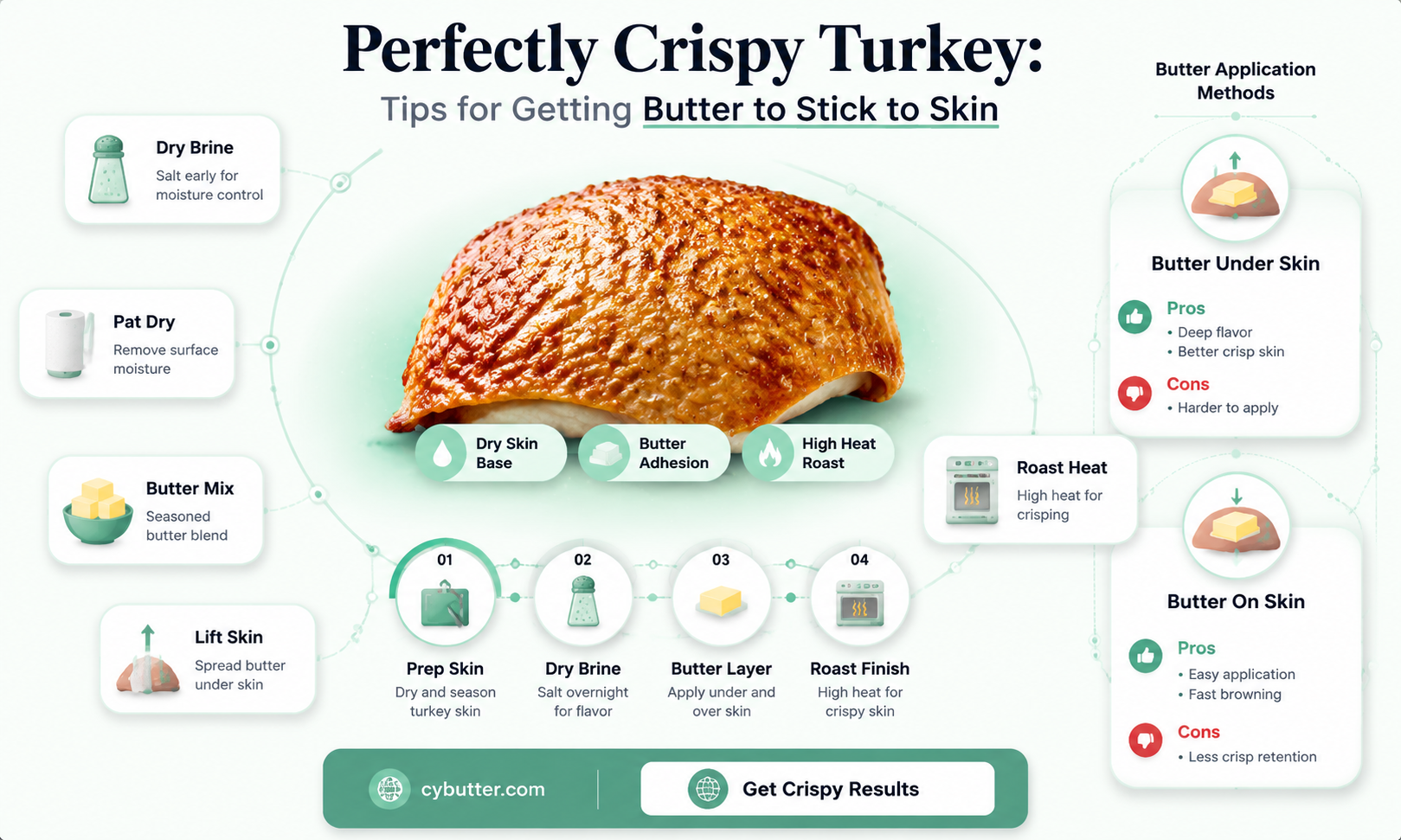 how to get butter to stick to turkey skin